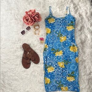 Floral Blue and Yellow Dress
